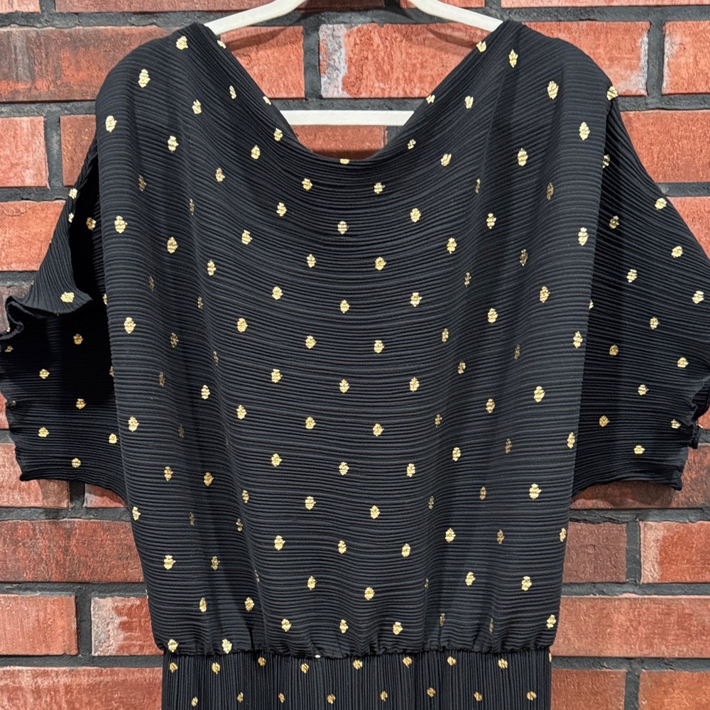 Never Fully Dressed Black Midi Dress with Gold Dot Print - Picture 11 of 16